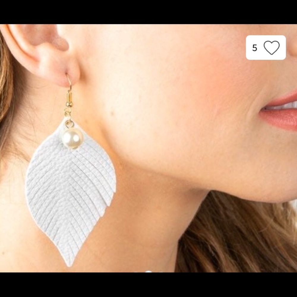 White leather earrings